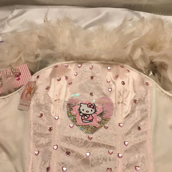 ADORABLE custom hello kitty cropped  corset with crystal accents!sold - Picture 8 of 13